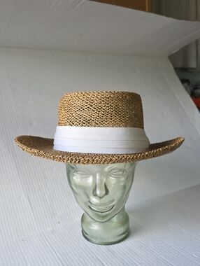 U3i 100% Straw Sun Hat OSFM Wide Brim Natural Woven Summer Beach Hat Boater Hat